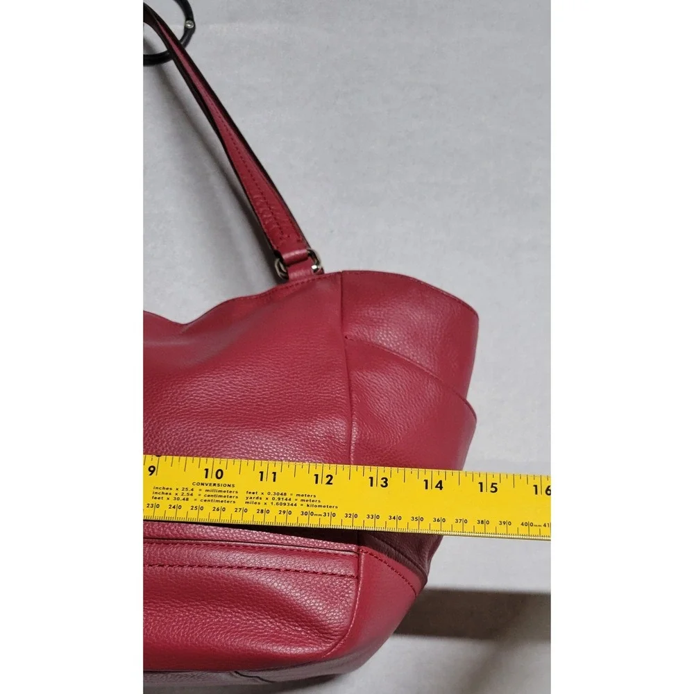 Red Pebble Grain Leather Dual Handle Coach Handbag W Zipper Closure J1321 F23284